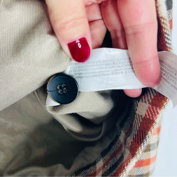 Zara orange brown plaid button preppy academia trendy shacket jacket XL - Picture 5 of 6